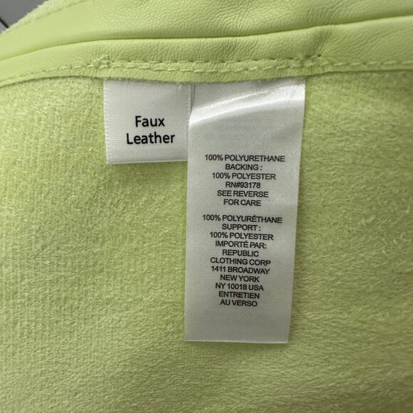 House of Harlow 1960 Shirt Dress Vegan Leather WMNS L Lime Green Utility Midi - Picture 11 of 13